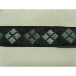 RUBAN FANTAISIE- 4 cm- GRIS & NOIR