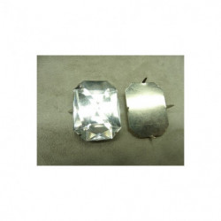 strass à griffe Rectangulaire  G M - argent