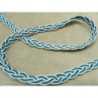 RUBAN FANTAISIE tressé-  fond blanc bleu turquoise RUBAN FANTAISIE tressé-  fond blanc bleu turquoise