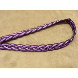 RUBAN FANTAISIE tressé-  Fond noir & VIOLET