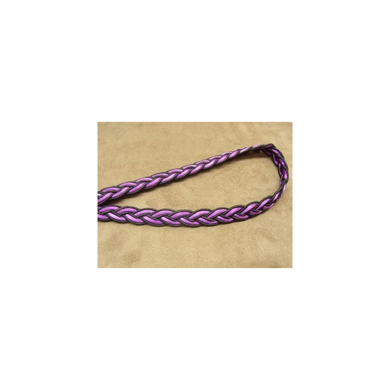 RUBAN FANTAISIE tressé-  Fond noir & VIOLET RUBAN FANTAISIE tressé-  Fond noir & VIOLET