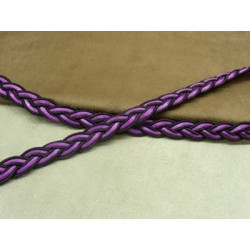 RUBAN FANTAISIE tressé-  Fond noir & VIOLET
