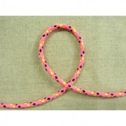 Cordon moucheté fluo en polyesther - rose