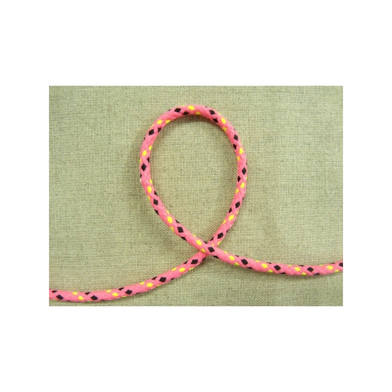 Cordon moucheté fluo en polyesther - rose Cordon moucheté fluo en polyesther - rose