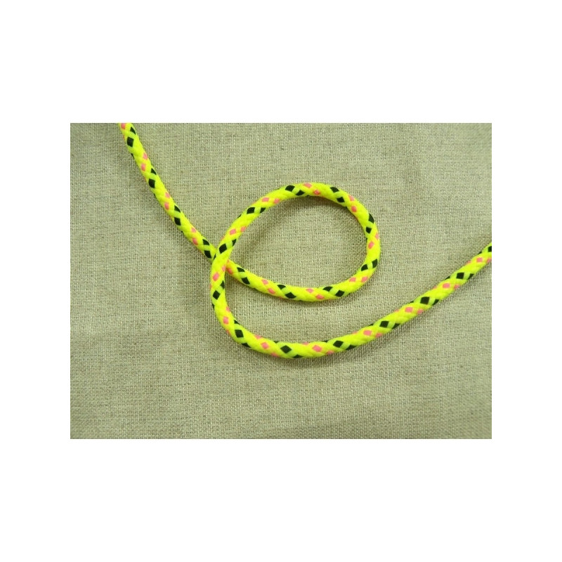 Cordon moucheté fluo en polyester - jaune Cordon moucheté fluo en polyester - jaune