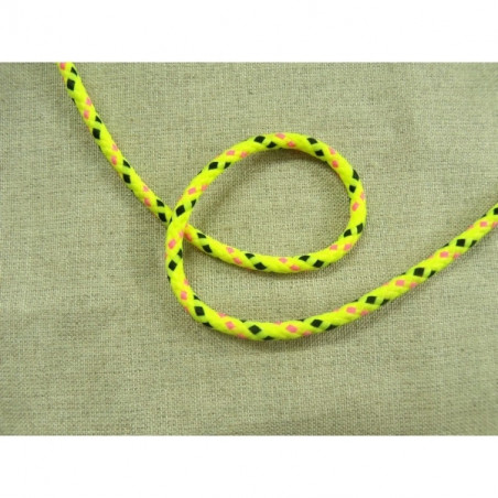 Cordon moucheté fluo en polyester - jaune Cordon moucheté fluo en polyester - jaune