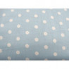 tissu coton imprimé  bleu ciel à pois blanc