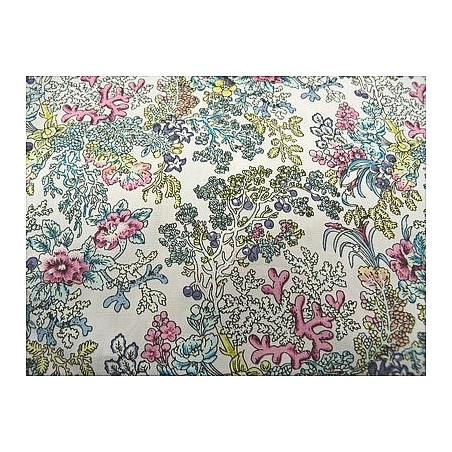 tissu coton imprimé arbre fleuri rose & bleu
