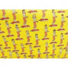 tissu coton imprimé FILLETTE SPORTIVE jaune et rouge