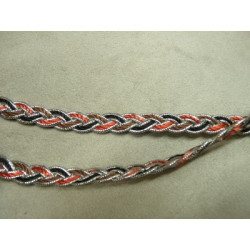 RUBAN FANTAISIE 1 cm- ROUGE bleu et argent lurex