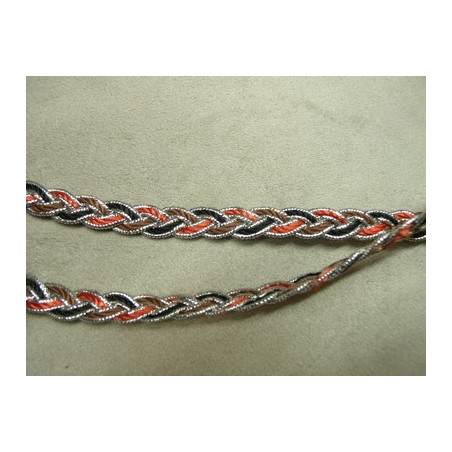 RUBAN FANTAISIE 1 cm- ROUGE bleu et argent lurex RUBAN FANTAISIE 1 cm- ROUGE bleu et argent lurex
