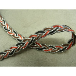 RUBAN FANTAISIE 1 cm- ROUGE bleu et argent lurex