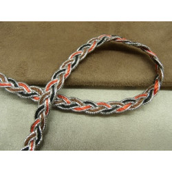 RUBAN FANTAISIE 1 cm- ROUGE bleu et argent lurex