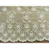 DENTELLE sur maille crême - 13 cm- brodée blanc