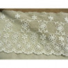 DENTELLE sur maille crême - 13 cm- brodée blanc