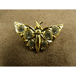 broche motif papillon métal avec strass - doré