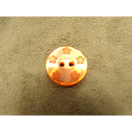 BOUTON motif petite fleur-18 mm -  orange foncé