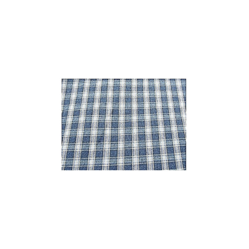 tissus coton imprimé- 160 cm- motif carreau bleu et blanc