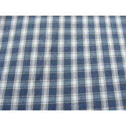 tissus coton imprimé- 160 cm- motif carreau bleu et blanc