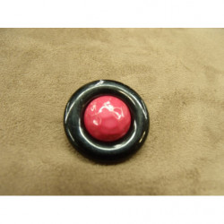 bouton bicolore composé -28 mm- fuchsia et noir