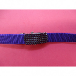 ceinture polyprofene violet sur boucle en metal argent avec strass violet 