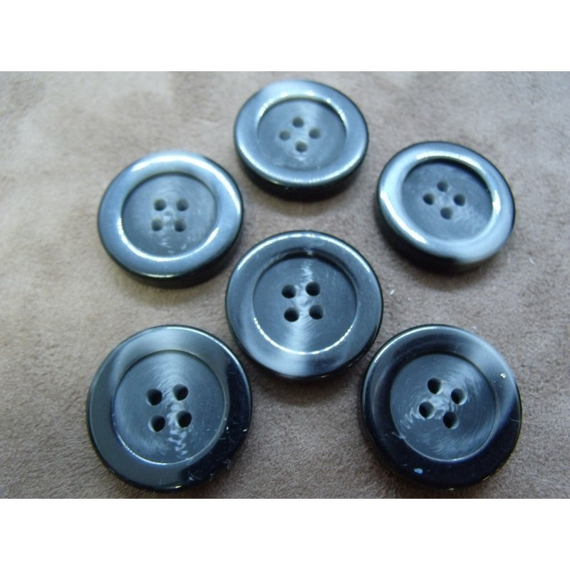 bouton acrylique à 4 trous gris et noir