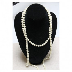 collier perle acrylique-70cm- blanc nacré