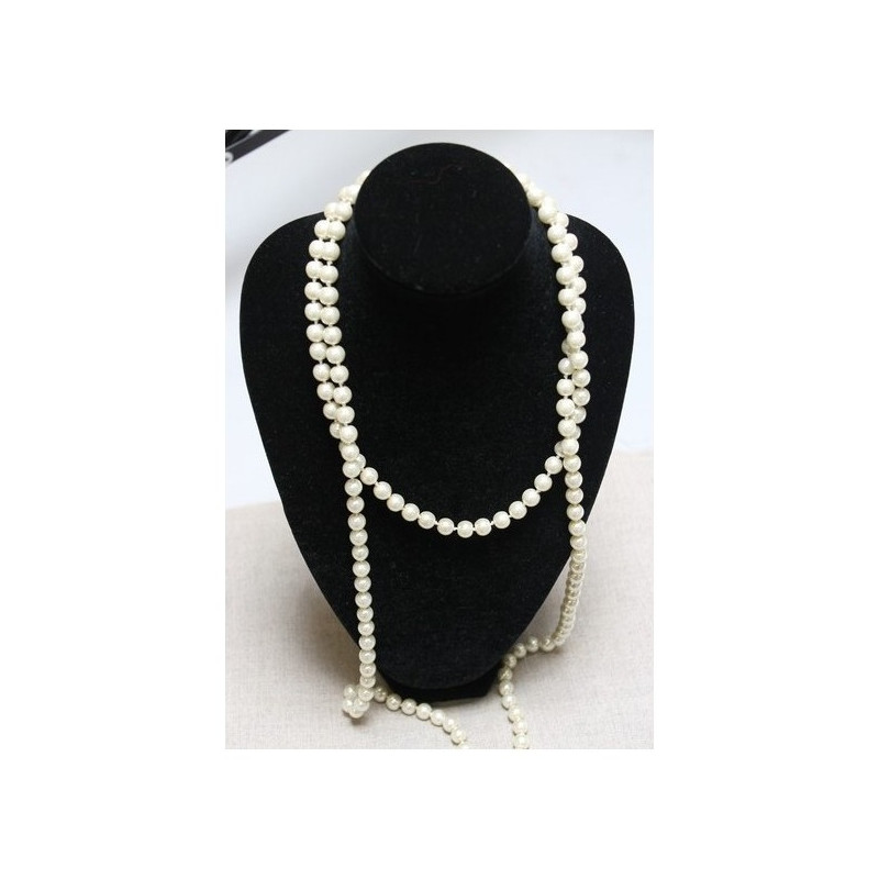 collier perle acrylique-70cm- blanc nacré