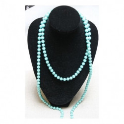 collier perle acrylique- 70cm- bleu/vert