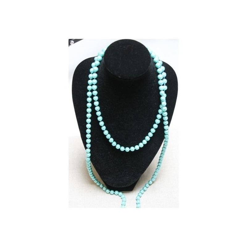 collier perle acrylique- 70cm- bleu/vert