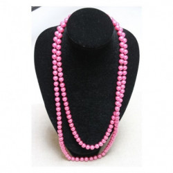 collier perle acrylique-70cm- rose fushia