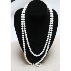 collier perle acrylique-70cm- blanc écru