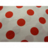 tissu satin blanc à pois rouge