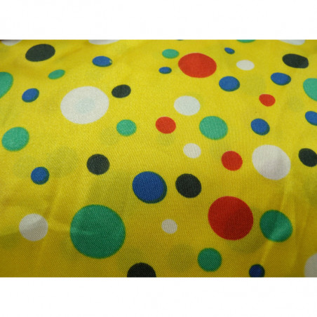 tissu satin jaune à pois multicolore tissu satin jaune à pois multicolore