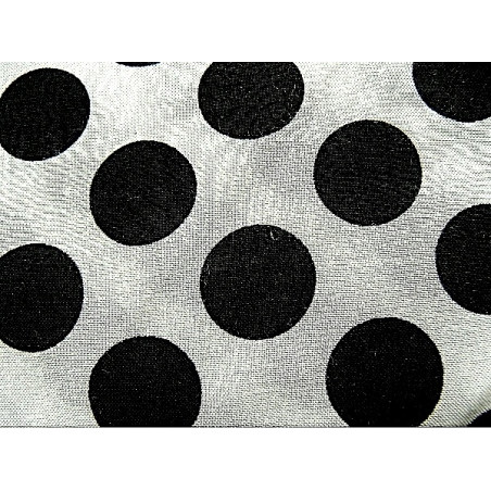 tissu coton imprimé blanc à pois noir