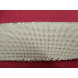 ruban à brodé argent  et blanc 5 cm