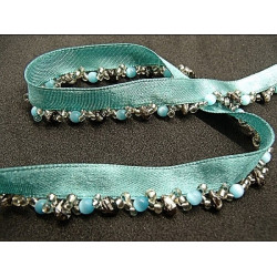 ruban perlé avec satin bleu  
