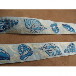 ruban motif coquillage bleu