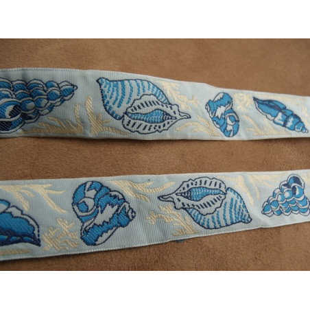 ruban motif coquillage bleu ruban motif coquillage bleu