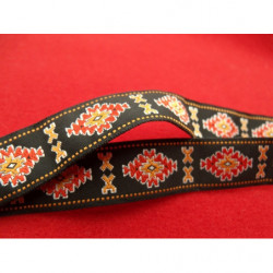 ruban fantaisie rouge orange sur fond noir