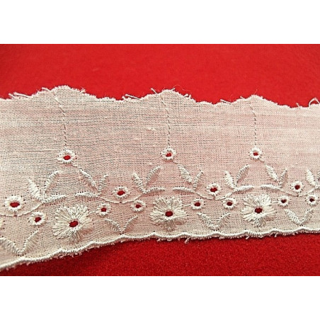BRODERIE ANGLAISE coton blanche  4 cm