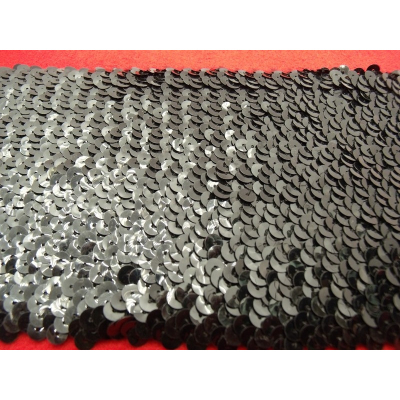 Ruban pailleté noir élastique