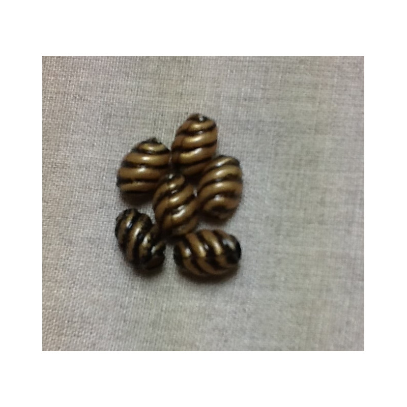 Perle acrylique ovale spirale ( doré/ noir)