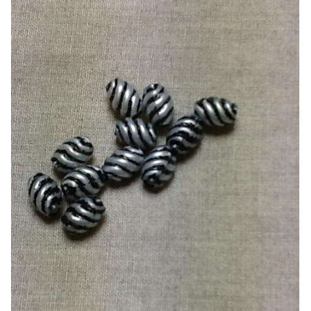 perle acrylique ovale spirale- (argent/noir) perle acrylique ovale spirale- (argent/noir)