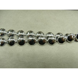 ruban 1/2 perles- 13mm- argent