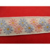ruban fantaisie motif fleurs rose et bleu ciel sur fond blanc 2.5 cm ruban fantaisie motif fleurs rose et bleu ciel sur fond blanc 2.5 cm