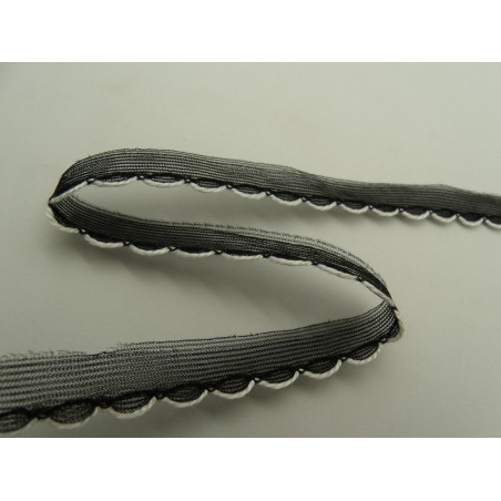ruban fantaisie en voile léger noir garni blanc dentelé ruban fantaisie en voile léger noir garni blanc dentelé
