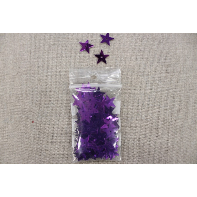 SEQUIN en forme d' étoiles métallisées -violet