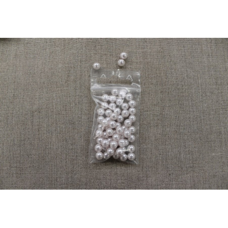 Perle acrylique rond -6mm- blanc nacré Perle acrylique rond -6mm- blanc nacré