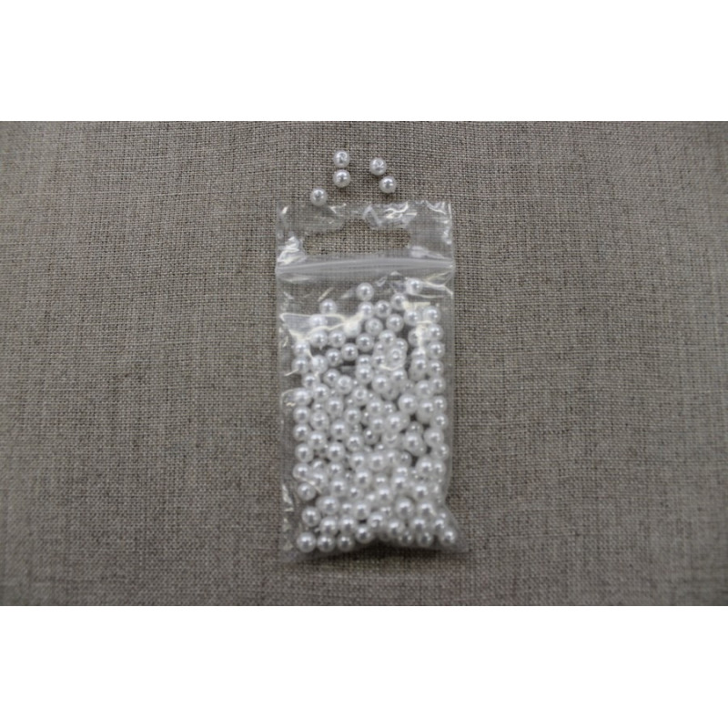 PERLES ACRYLIQUES rond- 4mm- blanc